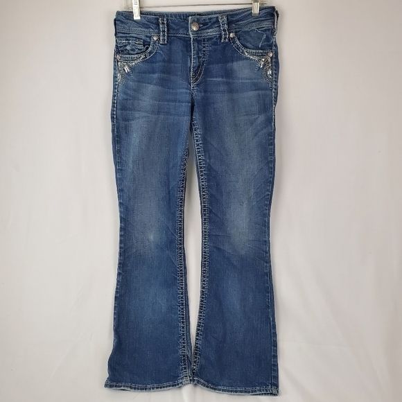 Silver Jeans Women’s Suki Bootcut Jeans Light Wash Stretch Size 29x30 Low Rise - Picture 1 of 11